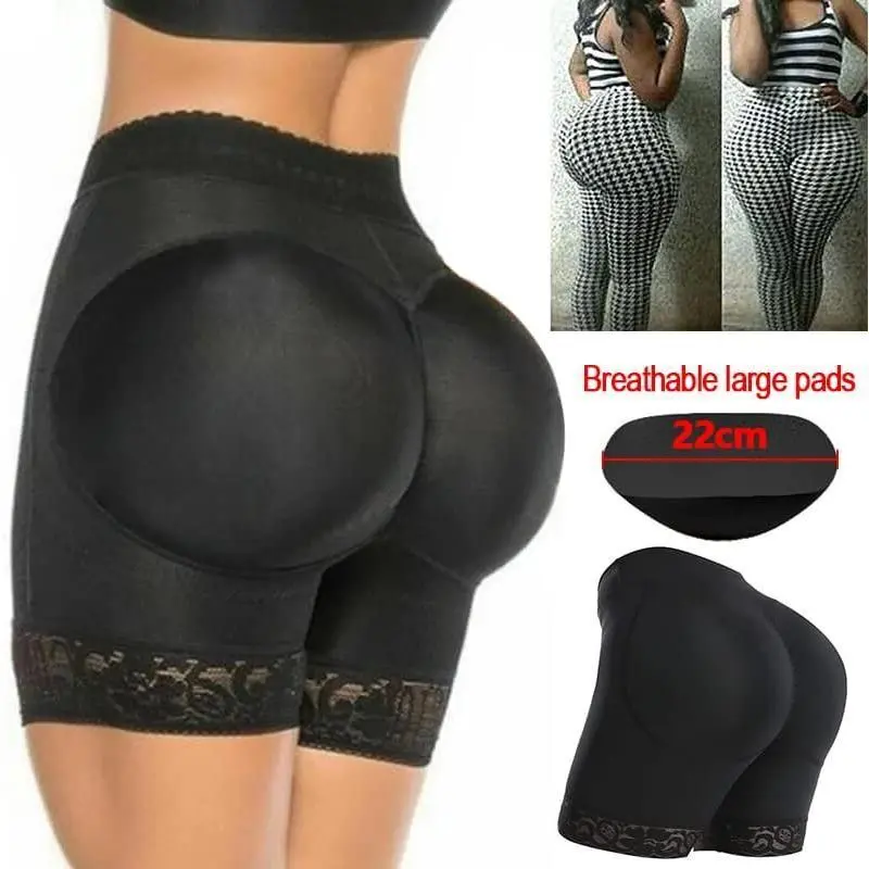Women's High Waist Control Panty, Minimalist Seamless Padded Butt Lifter Shapewear with Lace Trim, High Waist Butt, Hip Lifting Shaping, Butt Enhancer
