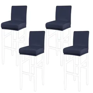PiccoCasa 4pcs Stretch Bar Stool Covers, Pub Counter Height Side Chair Covers with Elastic Band 14" x 14" x 12" Dark Blue