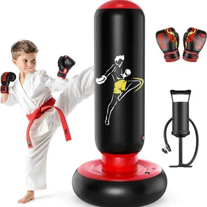 Kids Punching Bag Toy with Boxing Gloves, 66 Inch Larger Stable Kids Inflatable Boxing Bag Set, Gifts for Boys & Girls Age 6-12, for Practicing Karate, Taekwondo, MMA