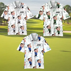 Personalized Golf Polo Shirt, Custom Name Funny Image Design, Golf Enthusiast Shirt, Customizable Golf Apparel, Unique Gift for Golf Lovers