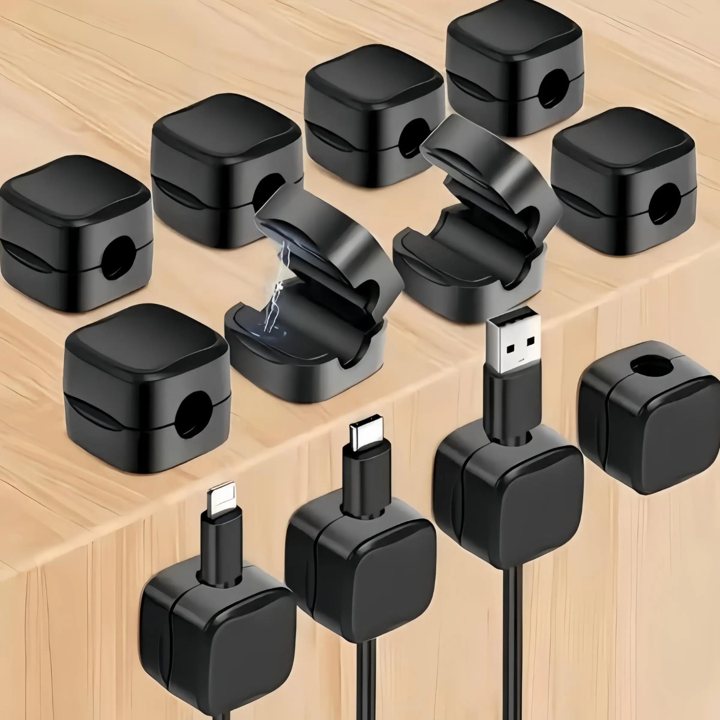 Cable Clamp, 8 Counts Punch-free Cable Management Clamp, Cable Organizer, Cord Organizer, Desk Wire Organizer for Home Office, Office Stationery & Supplies