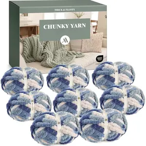 Chunky Yarn for Hand Knitting - Super Thick Chenille Chunky Yarn for Crocheting - Extra Soft Bulky  Blanket Big Yarns 8  Pack (27yds,8 oz Each Skein)