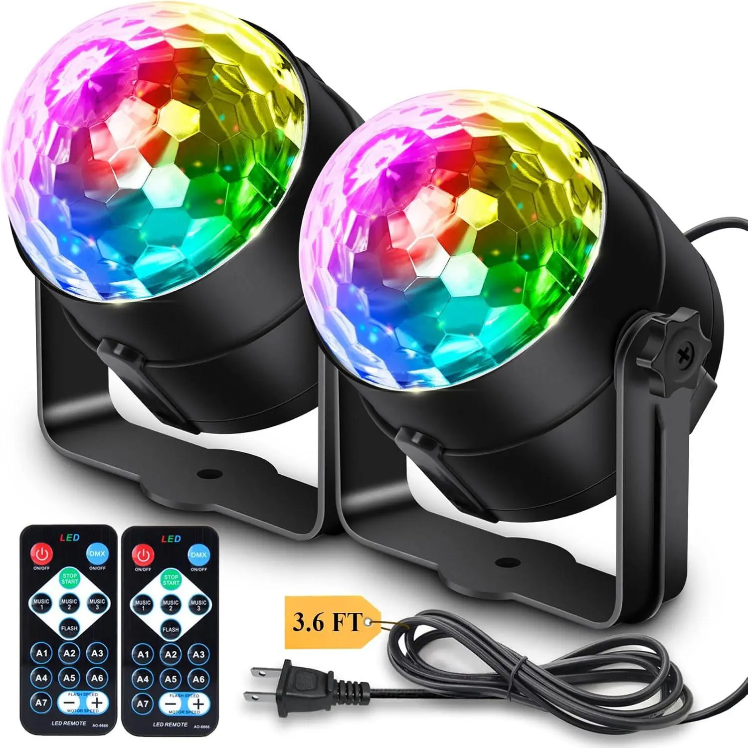 2-Pack Red Strobe LED Disco Light Strips - AC Power, Remote Control, Color Changing, Sound Sync, 12 Lighting Modes, Abstract Pattern, USB & Mobile Electronics Accessory for Halloween, Birthday (Indoor/Outdoor for Party Users), House Decorations