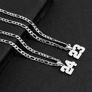 2025 New Men's Titanium Sports Digital Necklace: KT Jewelry in Baseball, Basketball, and Football Styles
