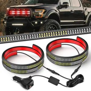 Nilight 2PCS 24-in Truck Grille Strobe LED Lights Strip, 384-LED Red White Flexible Side Flashing Working Safety Waterproof Kit for Trucks, Construction Vehicles