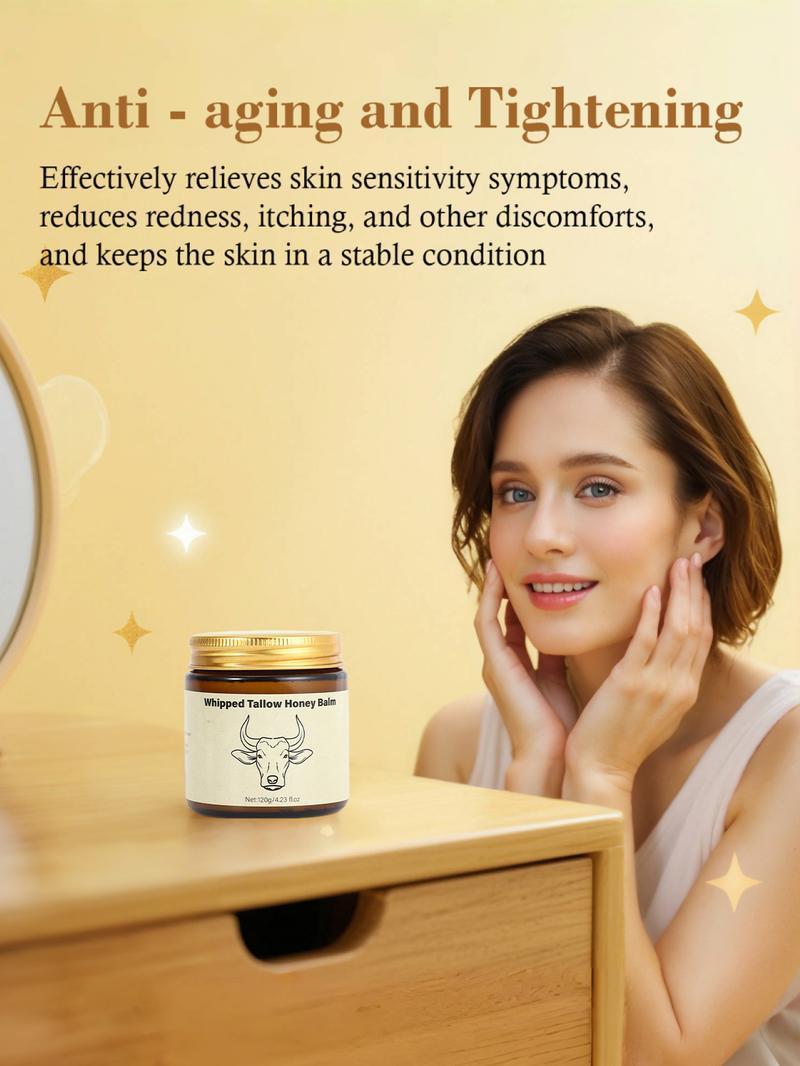 Lopeie Whipped Grass-Fed Beef Tallow Honey Balm - 4 Oz,Moisturizing Cream for Soft, Smooth Skin - Handmade All-Natural Moisturizer - Lavender