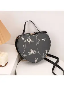 Lace Heart Crossbody Bag, Elegant Embroidered Shoulder Handbag, Floral Shoulder Bag, PU Satchel for Outdoors, Dates, Nightouts, All Seasons