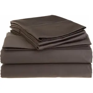 212 MAIN Egyptian Cotton 1200 High Thread Count Solid Queen Size Bedding Linen Set - Charcoal, Flat Sheet, Fitted Sheet, Soft, Soft Sheets