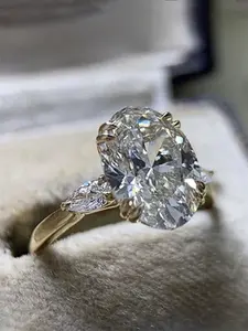 1 Pc Elegant Cubic Zirconia Solitaire Engagement Ring For Women For Wedding Anniversary Party Jewelry Valentine's Day Gift