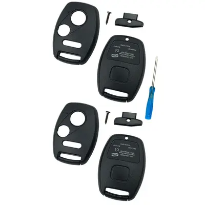 KeylessPros 4-Btn Shell Kit & Gut Case, Keyless Entry Remote Key Fob Replacement, Fits 2003-2012 Honda Accord, 2006-2013 Civic EX, 2009-2015 Pilot, NO Cutting Required