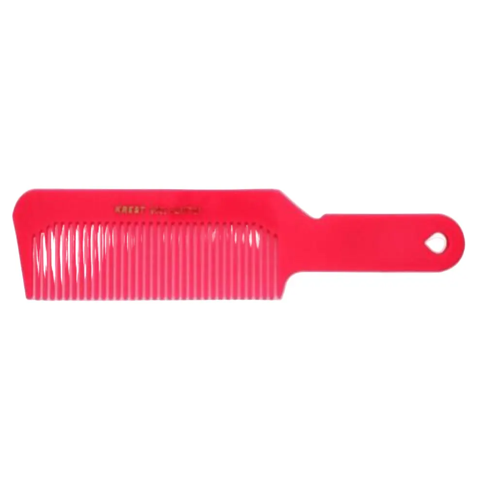 Krest #9001 Flat Top Comb - Neon Pink Hair Care Grooming Comb with Coarse Teeth, Thin Frame, and Keyhole Handle, 8.75 Inch