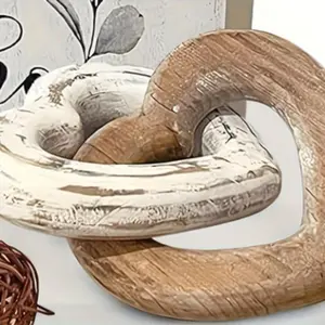 Handmade Wooden Heart Chain Sculpture, Rustic Desktop Decoration, Multifunctional Home Art, Wedding Gift, Valentine's Day Decor, Best Christmas Gifts