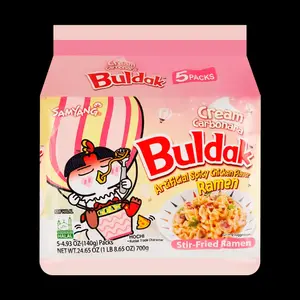 [4 packs] Sanyang, Buldak Noodle Cream Carbon Nala Spicy Chicken Fried Noodles-5 packs *4.93 ounces * 4 packs Instant