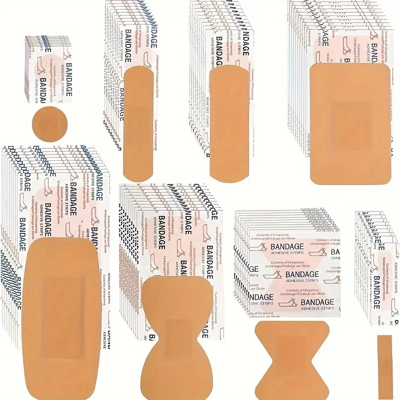 720pcs Assorted Adhesive Bandages Bulk - 8 Shapes Mixed First Aid Kit Refill, Waterproof Sterile Breathable Wound Dressing Latex-Free for Knee Elbow Finger