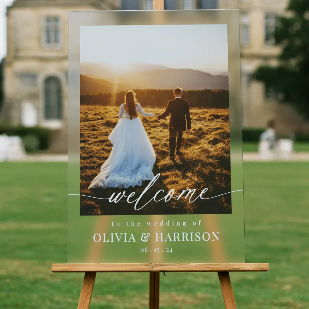 Custom Photo Wedding Welcome Sign — Photo with Names & Date