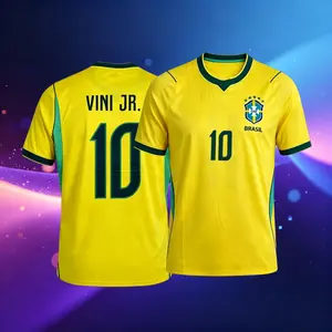 2026 Brazil #10 Neymar JR Home Yellow and Away Blue Soccer Jersey #7 Vini JR 11# Raphinha Short Sleeve Jersey AX472
