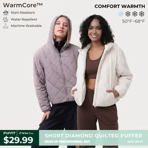 PUFFIT WarmCore Premium Hooded Lightweight Quilted Jacket,Lady 4D Multi-faceted Three-dimensional Cutting Shoulder And Sleeve Design Adapts to Modern Diverse Lifestyles,Simple Slimming Without Bulk Coat Spring,Dog Walking,School Running,Football Mum