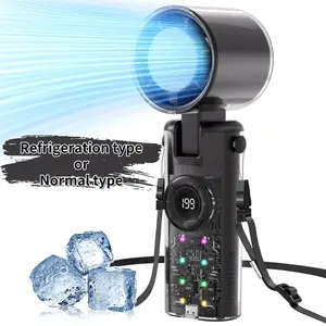 Portable Handheld Turbo Fan, Multifunctional Cooling Fan, 4000mAh 3 IN 1 Hand Fan with Air Turbo Tech Cooling Fan, 135° Adjustable, 5 Speed Wind, USB Rechargeable Foldable Personal Fan for Outdoor Activities, Travel, Beach