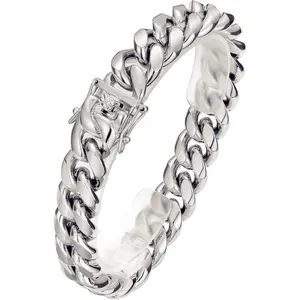 NOX&VESTIGE Miami Cuban Chain Bracelet Heavy Duty 316L Stainless Steel Hypoallergenic Hip Hop Jewelry Skin-Safe Tarnish-Free with Double Safety Latches & Box Clasp outdoorfun
