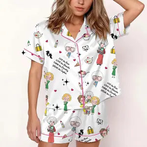 Golden Girl Satin Pajamas Set, Stay Golden Women Pajamas,The Golden Girls Fan Shirt, Pajama Set for Women,Summer Shorts Pajamas