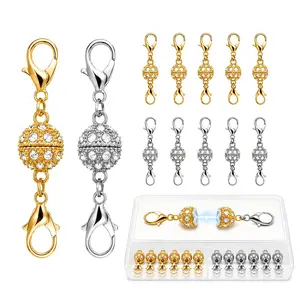 12 Pack Magnetic Necklace Clasps and Closures Necklace Jewelry Extender with Strong Magnet Magnetic Gold and Silver Plating Gift Stainless Steel Charm