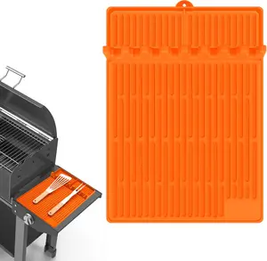 Silicone Mat Compatible with Blackstone Grill, Griddle Accessories with Drip Pad, Silicone Spatula Mat