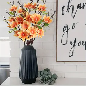 New 4pcs Artificial Orchid Flower 33.46'' Real Touch Faux Magnolia with Long Stem, 3D Latex Fake Flowers Bouquets for Wedding Table Centerpiece Floral Arrangements Home Party Deco Decor Decorative