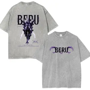 Beru Shadow Soldiers Solo Leveling T-Shirt & Hoodie, Sung Jin-Woo Anime Acid Wash Graphic Tee, Vintage Y2K Double-Sided Print Shirt, Oversized Unisex Cotton Streetwear, Manhwa Aesthetic Outfit, Otaku Gift for Anime Fans Fabric Top