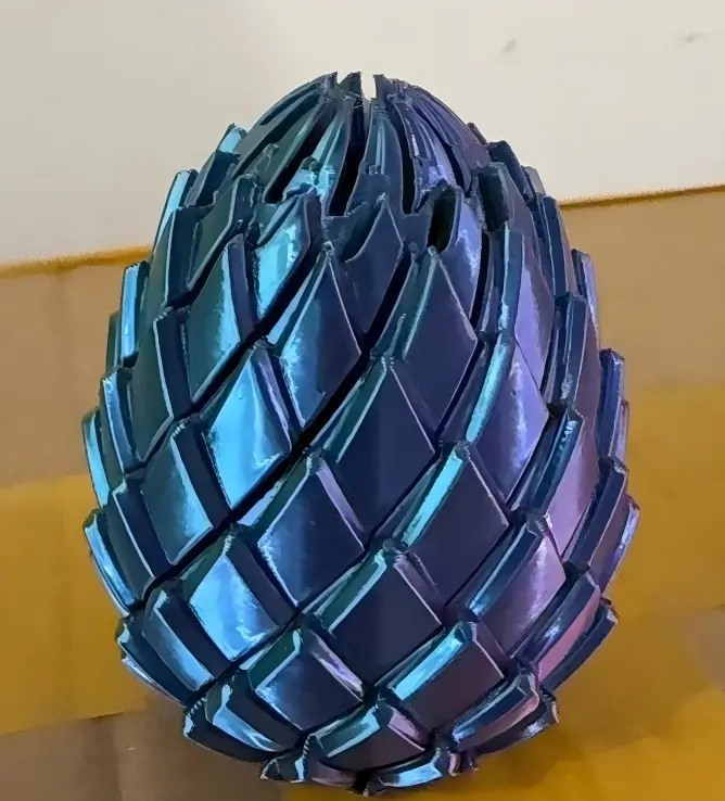 1-Piece Decorative 3D-Printed Magical Dragon Statue with Hinged Twisting & Repositionable Parts - Colorful Gradient Egg Ornament, Crystal Dragon Theme that Sparkles with Wonder, Mythical Creatures Collectible, Easter Egg Gift, Home/Office Desktop Decor fo
