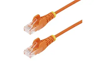 StarTech 7ft Orange Slim CAT6 Ethernet Cable, Snagless, 100W PoE, UTP, LSZH, 28AWG Bare Copper Wire, Slim RJ45 Network Patch Cord, Fluke Tested N6PAT7ORS