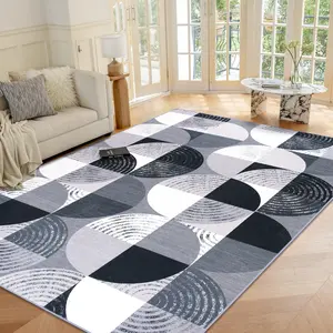 RUNIA Soft Thin Area Rug - Washable and Stain-Resistant, Non-Slip Low Pile for Ultimate Comfort and Style, ideal for Living Room, Bedroom, Dining Room, Kids Room, Entryway, Kitchen, or Dorm