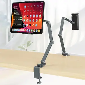 Tablet Stand Holder, Tablet Desk Mount, Adjustable Foldable Tablet Arm Mount with 360?Rotate Base, Phone Holder Tablet Stand for Desk and Bed, Compatible with iPad, Phones or Other 4-15.6" Device