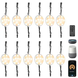 Smart Under Cabinet Lighting – 12 Pack Dimmable with Alexa & Google Assistant, App & Remote Control, Wired Plug-in or Hardwired for Kitchen Counter