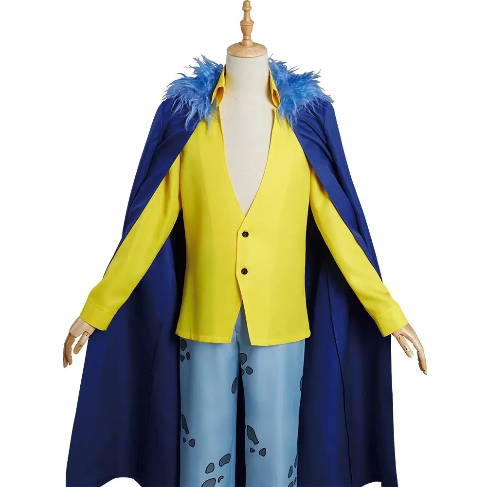 Trafalgar D Water Law Cosplay Costume Set Yellow Top Coat Pants for Comic Con Convention