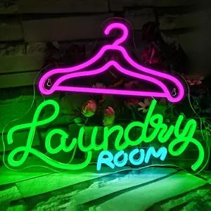 Laundry room neon light decoration, neon sign lights for walls, neon wall decoration, LED for home laundry room, bathroom, shower room, gift