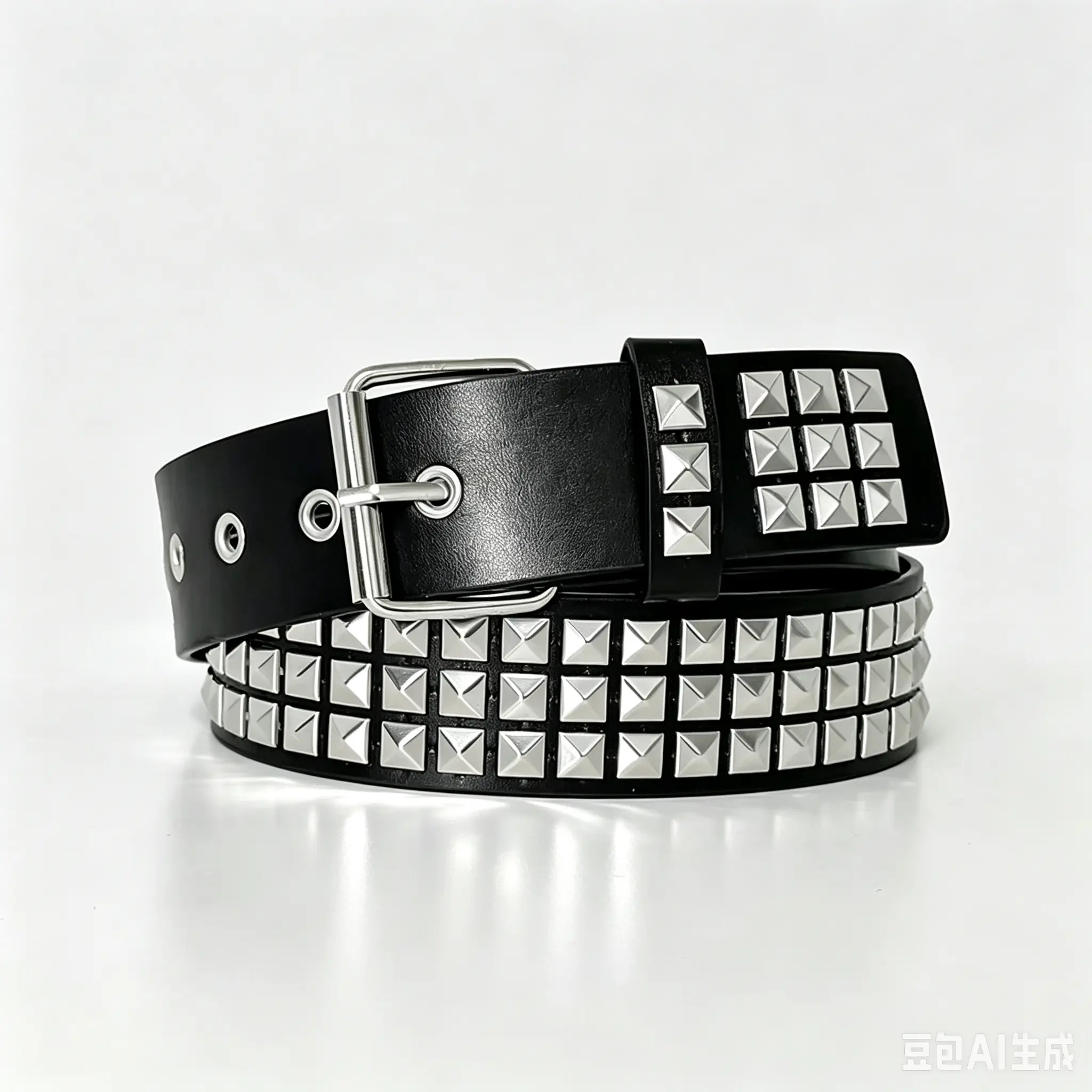 Pyramid Square Studded Punk Belt Unisex Metal Rivet PU Leather Waist Belt Adjustable Rock Gothic Y2K Jeans Belt for Men Women Festival Streetwear