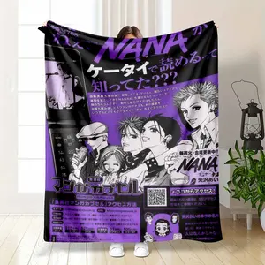 Nana Anime Manga Flannel Blanket - Classic Punk Rock Aesthetic Japanese Art Throw, Ultra Soft Lightweight Plush, Anime-Style, Character Art, Graphic, Illustrated Blankets for Bedroom Couch Home Decor Gift, Anime-Style Blankets, Character Art Blankets