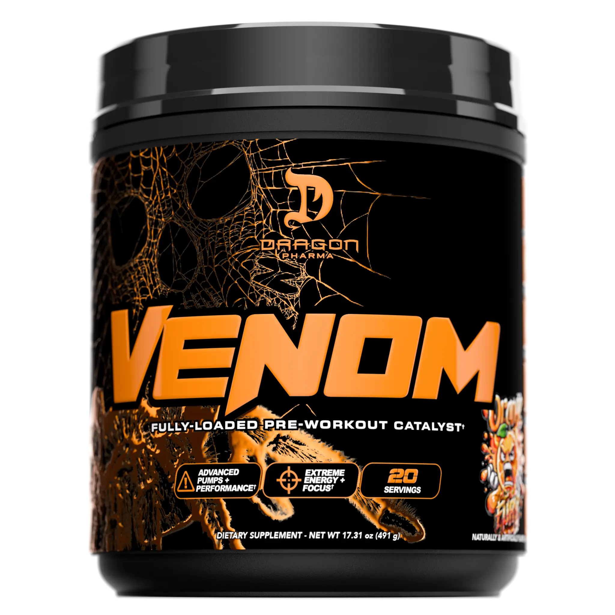 Dragon Pharma VENOM – Fully Loaded High-Stimulant Pre-Workout Catalyst - 20 servings