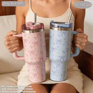 Butterfly Floral Theme Car Cup, 40oz-14oz Stainless Steel Insulated Tumbler, Travel Coffee Mug, Gift for Women, Teens, Office, Home