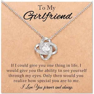 Girlfriend Soulmate Necklace Gifts for Girlfriend/Wife/Soulmate, Romantic Gift for Her Love Knot Necklace