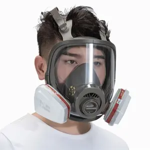 Full Face Gas Respirator Mask, Gas Masks with Activated Carbon Filter, Protection Against Gases Dust Organic Vapor, Safety Gear