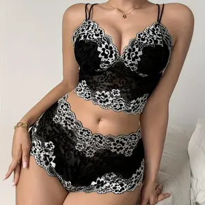 Women's Lace Sexy Lingerie Set Solid Color Bra Thong Skirt Set with Lace Details for Versatile Everyday Wear