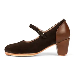 Danzarteb Women’s Suede Folklórico Shoes with Leather Ankle – 7cm Heel