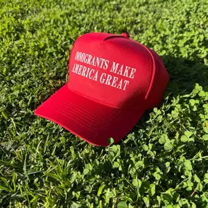 IMAG! Unisex Snapnack Red Hat with "Immigrants Make America Great" for Casual Wear