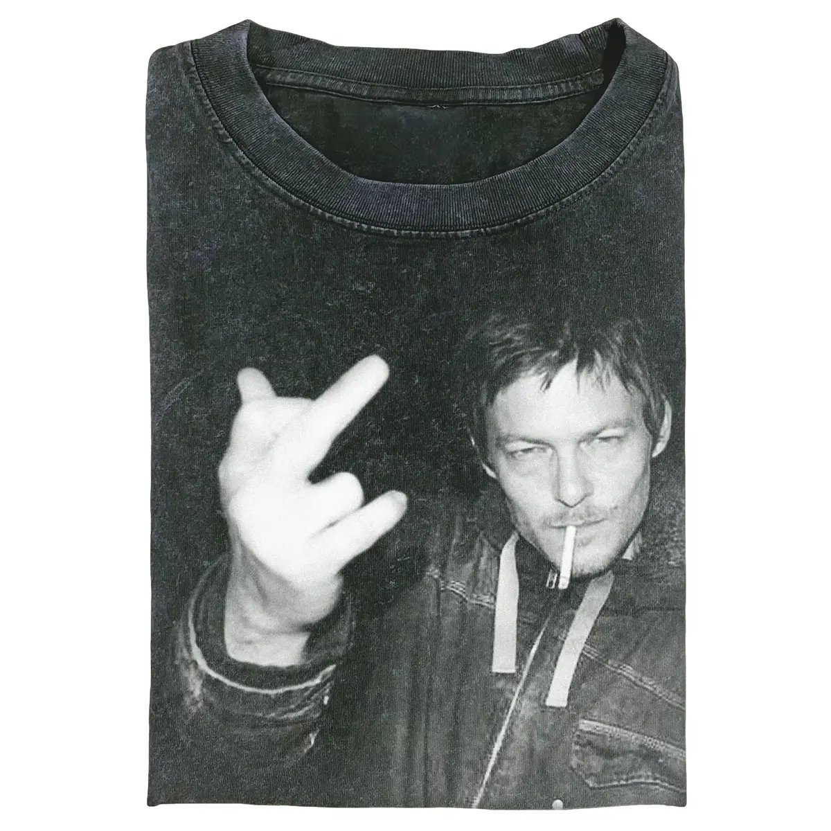 The Walking Dead Norman Reedus Middle Finger T-Shirt – Daryl Dixon Smoking  Graphic Tee, Vintage Black White Badass Fan Shirt