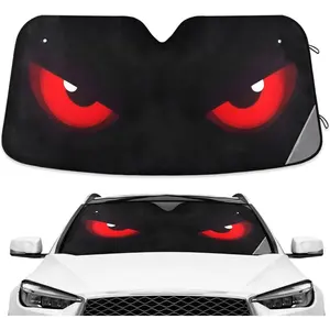 Evil Red Eyes Black Windshield Sunshade Car Sun Shade Front Window Shade for Truck SUV Blocks UV Rays Sun Reflector Visor Protector Accordion Folding