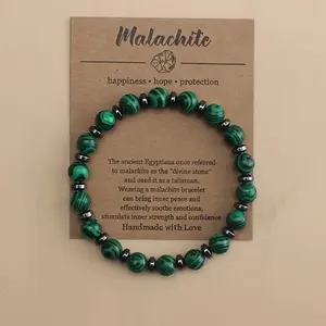 New 8MM Malachite Black Gallstone Spacer Bracelet Natural Stone Beaded Bracelet Export Hot-Selling Beads