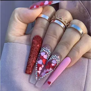 V-day Acrylic Press On Nails - Perfect for Valentine's Day