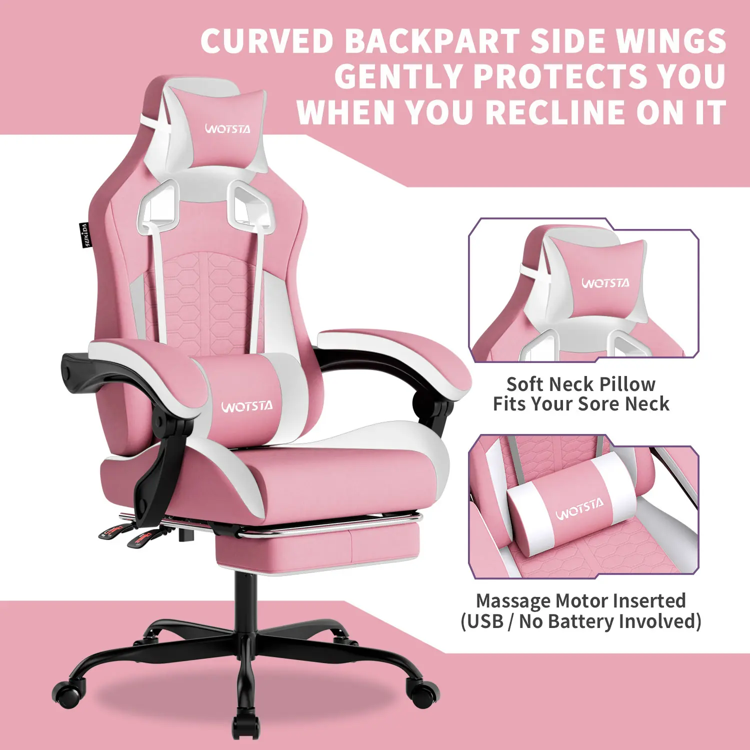 SUIKDA Gaming chair for home use, reclining office chair, student dormitory gaming chair, comfortable chair for long periods of sitting, height-adjustable office chair