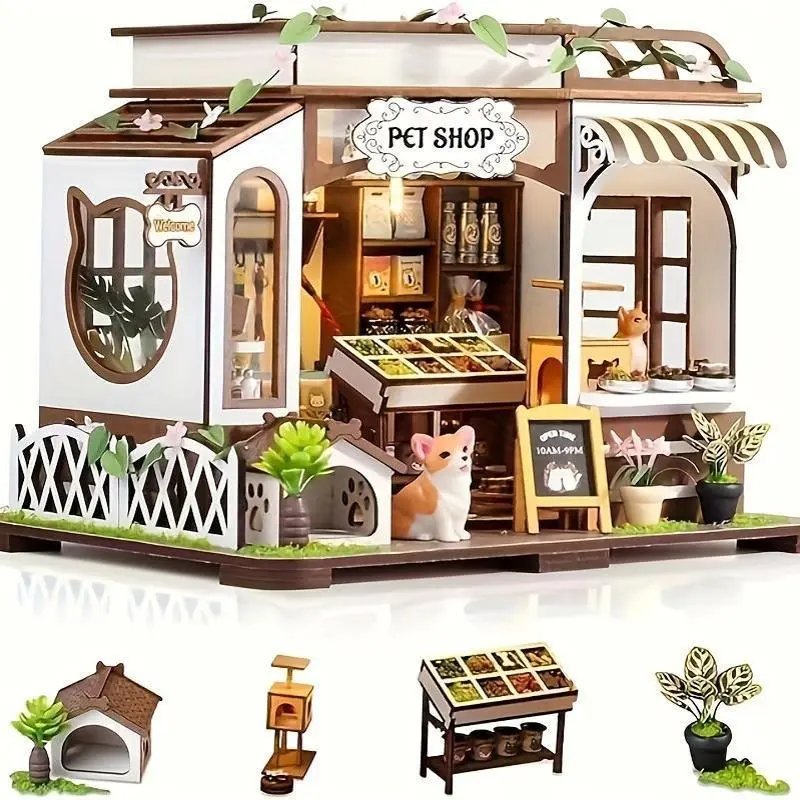 Wooden Book Nook Kit, Farmhouse Wood 1 Set DIY Book Nook Kit, 3D Desktop Decoration Ornament, DIY Model Kit, Country Style Wooden Model Kit, Craft, Wood Design